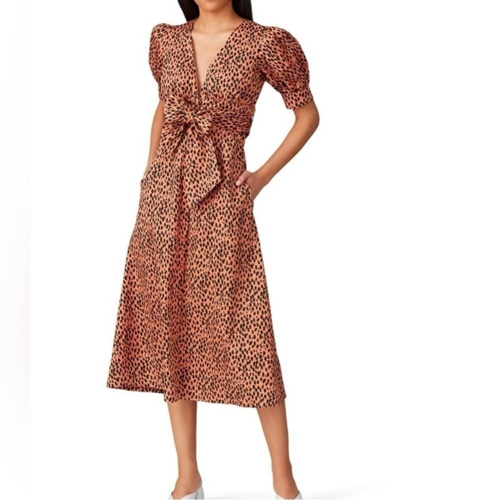 Rent the Runway Love, Whit Whitney Port Dotted Puffed Sleeve Shirt Dress S Mid